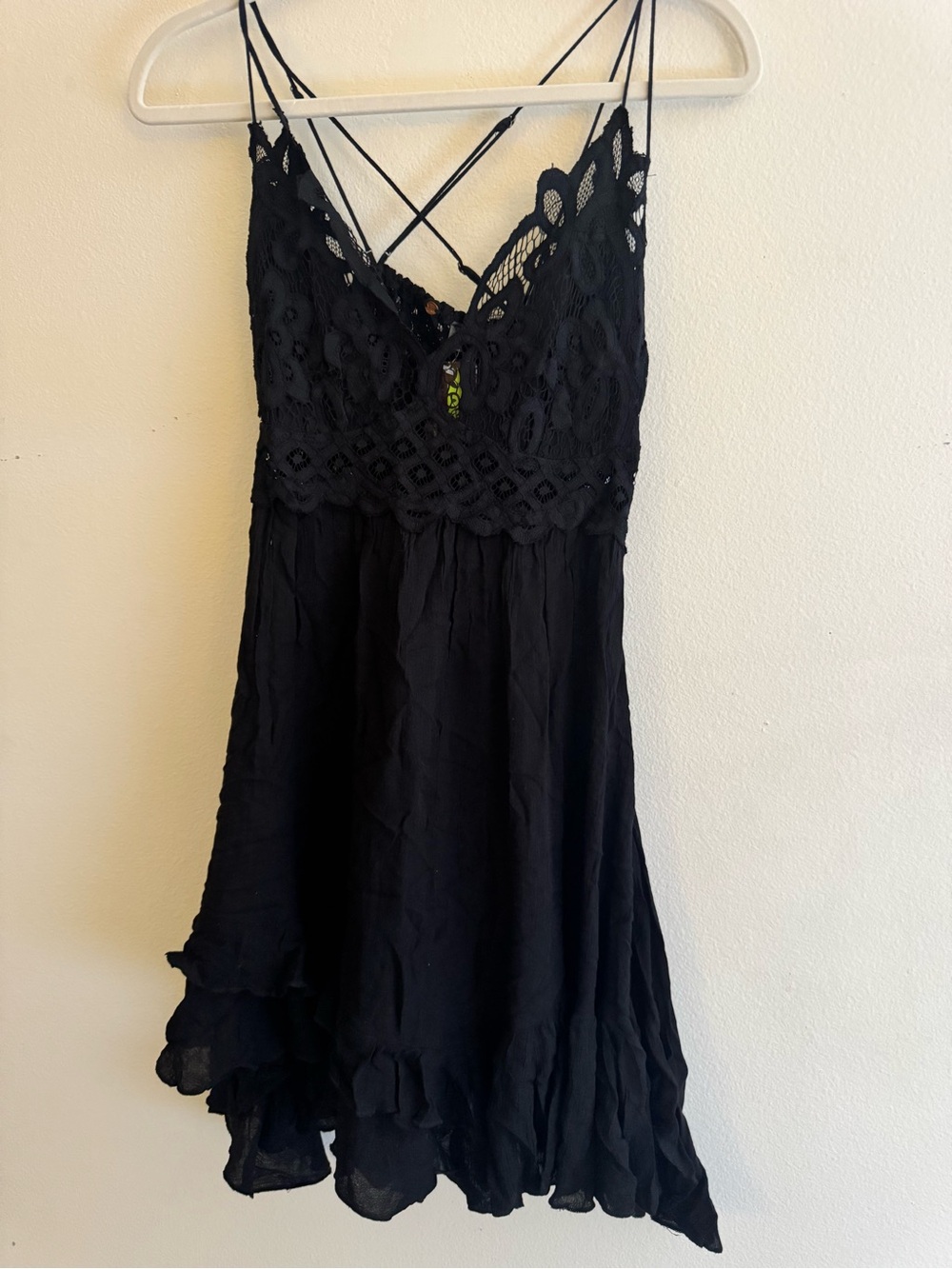 Free People Adele Black Lace-Trim Slip Dress - Picture 3 of 3